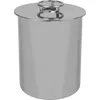 A stainless steel cooking pot with a lid and handle. Produktbild-Vorschau