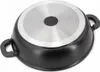 The underside of a black pot with a silver, textured bottom and black handles is shown against a white background. Produktbild-Vorschau