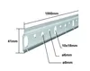 A close-up image of a metal mounting rail with measurement annotations. Produktbild-Vorschau
