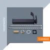 A collection of bathroom faucet parts laid out on a gray surface. Produktbild-Vorschau