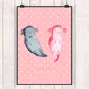 Mr. & Mrs. Panda Bild Axolotl Freundin DIN A2 - Rot Pastell Produktbild-Vorschau 2
