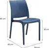 A blue chair with dimensions indicated by text and lines. Produktbild-Vorschau