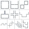 A collage of different arrangements of L-shaped shelf brackets. Podgląd zdjęcia produktu