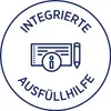 A circular graphic with text and icons related to integrated form filling assistance. Podgląd zdjęcia produktu