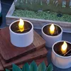 LED Solar Teelichter - orange flackernde LED - Lichtsensor - H: 6cm/D: 5,2cm - für Außen - 3er Set Produktbild-Vorschau