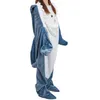Haaienhuid-hoodie-deken met mouwen – fleece, zacht, voor Productafbeelding-voorbeeld 1