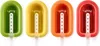 Four colorful popsicle molds are lined up against a white background. Produktbild-Vorschau