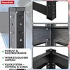A collage of close-up images showing the construction and features of a metal shelving unit. Produktbild-Vorschau