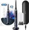A product shot of an Oral-B electric toothbrush and its accessories, presented on a white background with some graphic elements. Produktbild-Vorschau