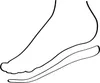 A black and white line drawing of a foot with an orthotic insert. Produktbild-Vorschau