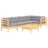 The Living Store 6-tlg. Garten-Lounge-Set mit Grauen Kissen Produktbild-Vorschau 4