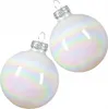 Set aus 6 weißen Glaskugeln 8cm glänzend – Elegante Produktbild-Vorschau 2