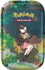 A Pokémon trading card game mini tin box featuring a character holding a Pokémon, with a scenic background. Produktbild-Vorschau