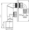 Technical drawing of a plumbing fixture with dimensions. Produktbild-Vorschau