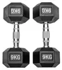 Gummierte Hexagon Hanteln mit verchromten Griffen : 2 x 9 Produktbild-Vorschau 2