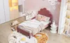 Lit Enfant Rembourré 90x200 Cm Avec Tête De Lit Fleurie Et Voir les images du produit 5