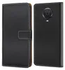 A black flip-style phone case for a Nokia G20 is shown from two angles. Produktbild-Vorschau