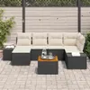 Gartensofa-set mit Kissen 7 pcs Schwarz Poly-Rattan Produktbild-Vorschau 3