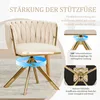 A beige velvet chair with gold legs, showcasing its swivel function and sturdy base. Produktbild-Vorschau