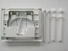 A white toilet flush plate mechanism and mounting hardware are laid out on a white background. Anteprima dell’immagine prodotto