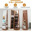 A product image showcasing a jewelry cabinet with a mirror and storage, presented in a marketing style with feature highlights. Voir les images du produit