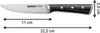 A product shot of a knife with dimensions indicated. Produktbild-Vorschau