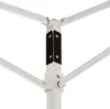A close-up view of the white metal frame of a pop-up tent, showing the joint mechanism and black velcro straps. Produktbild-Vorschau