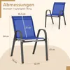 A diagram showing the dimensions of a blue outdoor chair. Náhľad obrázku produktu