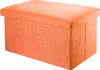 A studio shot of an orange storage ottoman.