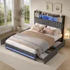 INONEFT Bett 160x200cm mit 4 Schubladen, Doppelbett Produktbild-Vorschau 1