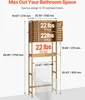 A diagram showing a bamboo over-the-toilet storage unit with dimensions and weight capacities indicated. Náhled obrázku produktu
