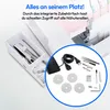 A sewing machine with its accessories laid out, emphasizing organization. Produktbild-Vorschau