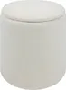 A white, round ottoman with a textured fabric surface. Náhled obrázku produktu