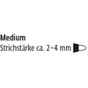 Text indicating the size of the pen tip and a graphic representing the tip. Anteprima dell’immagine prodotto