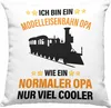 Trendation - Modeleisenbahn Opa Geschenk Deko-Kissen mit Produktbild-Vorschau 1