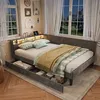 INONEFT Gestoffeerd bed 140x200 cm met LED-verlichting en Productafbeelding-voorbeeld 2