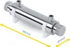 A UV water purification system is shown on a white background with dimensions indicated. Produktbild-Vorschau