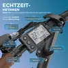 Close-up of an electric bike's handlebar display and controls, with feature callouts. Produktbild-Vorschau