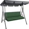 A garden swing with a green seat and a gray canopy, isolated on a white background. Produktbild-Vorschau