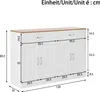 A diagram showing the dimensions of a white sideboard with a wooden top. Anteprima dell’immagine prodotto