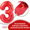 Folienballon 100cm Zahl 3 matt rot Produktbild-Vorschau 4