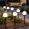 7er Set LED Solarkugel weiß, Erdspieß, DxH 10x38 cm Produktbild-Vorschau 2