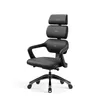 A black ergonomic office chair with a headrest is shown against a white background. Náhled obrázku produktu
