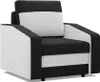 A black and white armchair is shown against a white background.