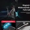 A promotional image of a stationary exercise bike, highlighting its magnetic resistance system with visual aids and text. Produktbild-Vorschau