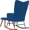 vidaXL Sedia a dondolo con sgabello in velluto blu Anteprima dell’immagine prodotto 11
