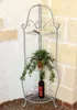 A metal corner shelf unit with a plant and a bottle of wine. Podgląd zdjęcia produktu