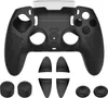 A black silicone controller cover and accessories for a game controller are displayed against a white background. Produktbild-Vorschau