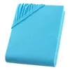A folded turquoise fitted sheet is shown against a white background. Produktbild-Vorschau