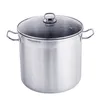 A stainless steel pot with a glass lid is shown against a white background. Produktbild-Vorschau